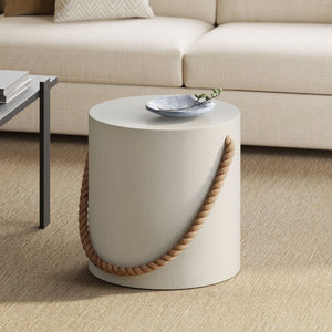 Isera Indoor-Outdoor Patio Rope Concrete Side Table Stool by Modway