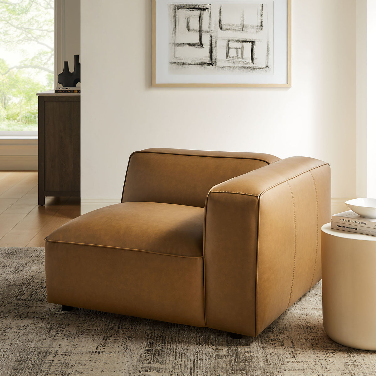 Auren Upholstered Vegan Leather Modular Right Armchair by Modway