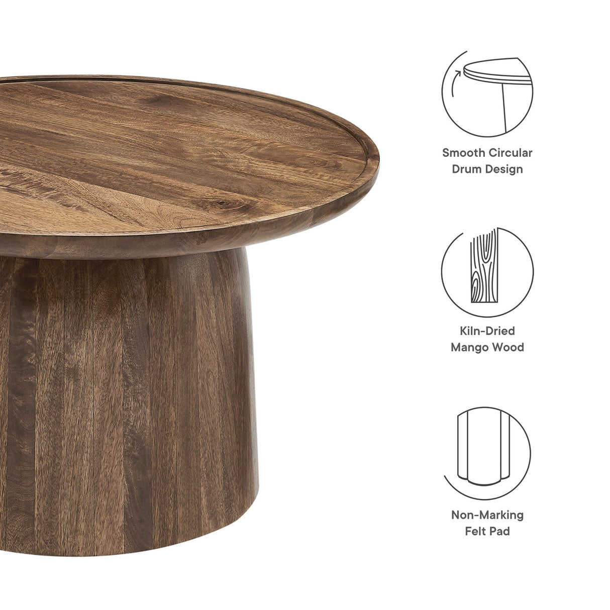 Holloway 30" Round Mango Wood Coffee Table by Modway