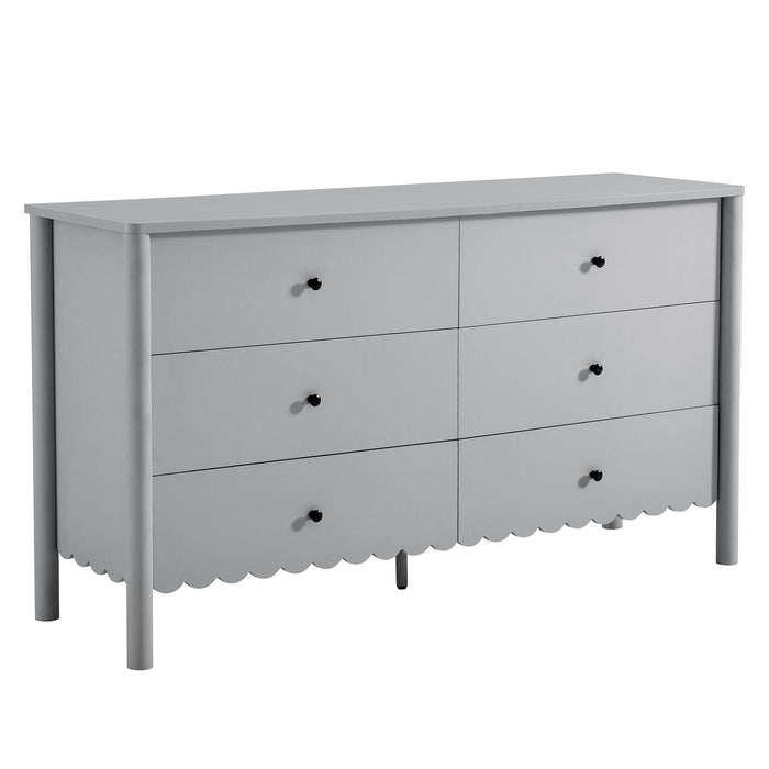 Emmeline Scalloped 6-Drawer Dresser by Modway in Light Gray