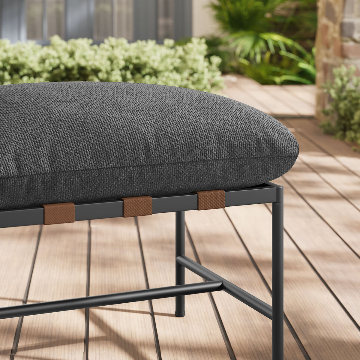 Raya Outdoor Patio Boucle Ottoman by Modway