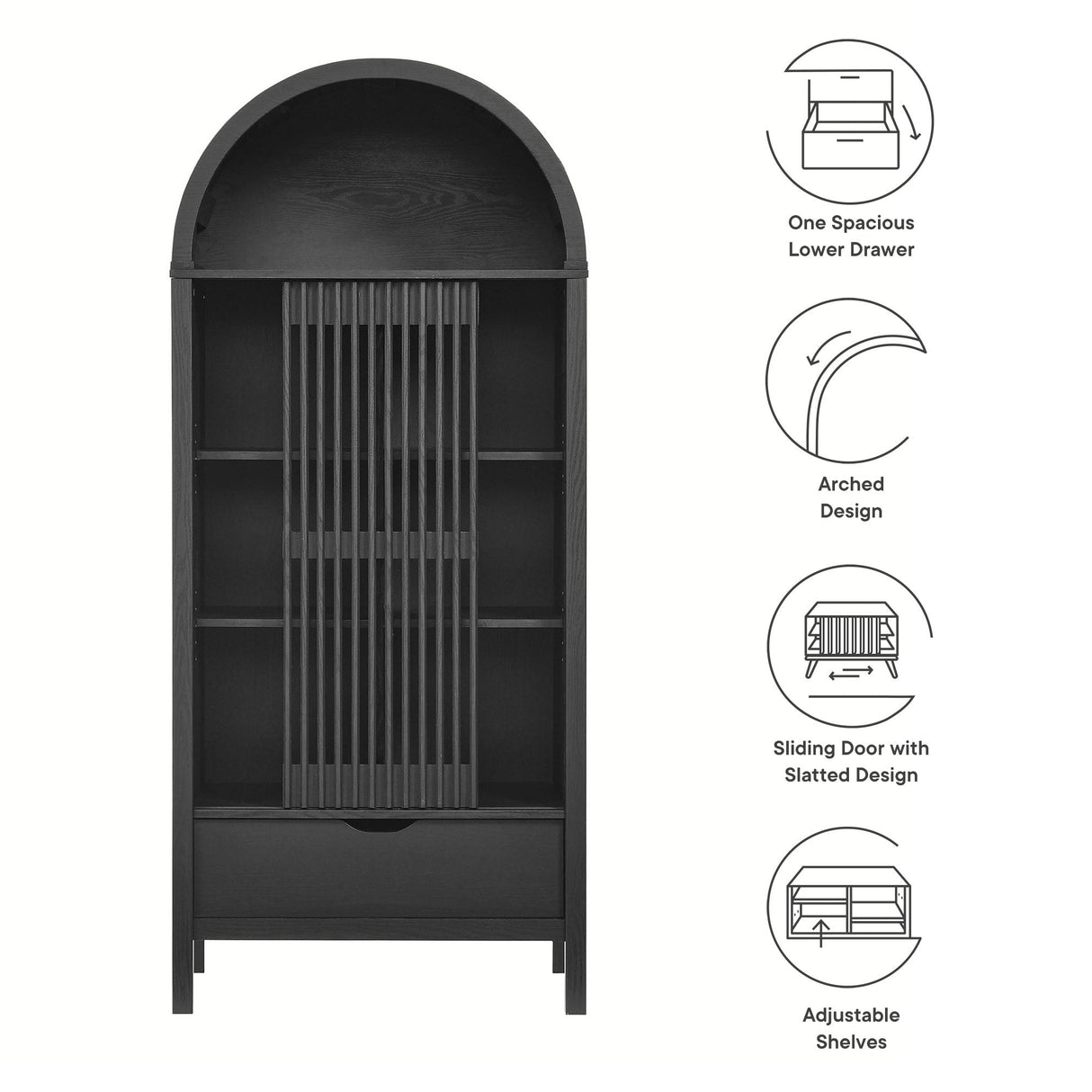 Vaughn 71" Arched Storage Display Cabinet by Modway