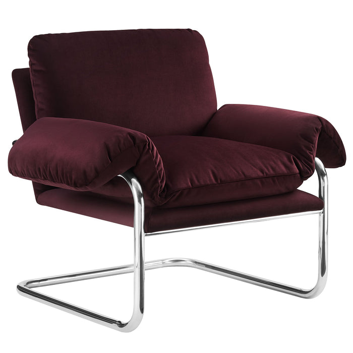 Ansel Performance Velvet Accent Chair by Modway in Mulberry