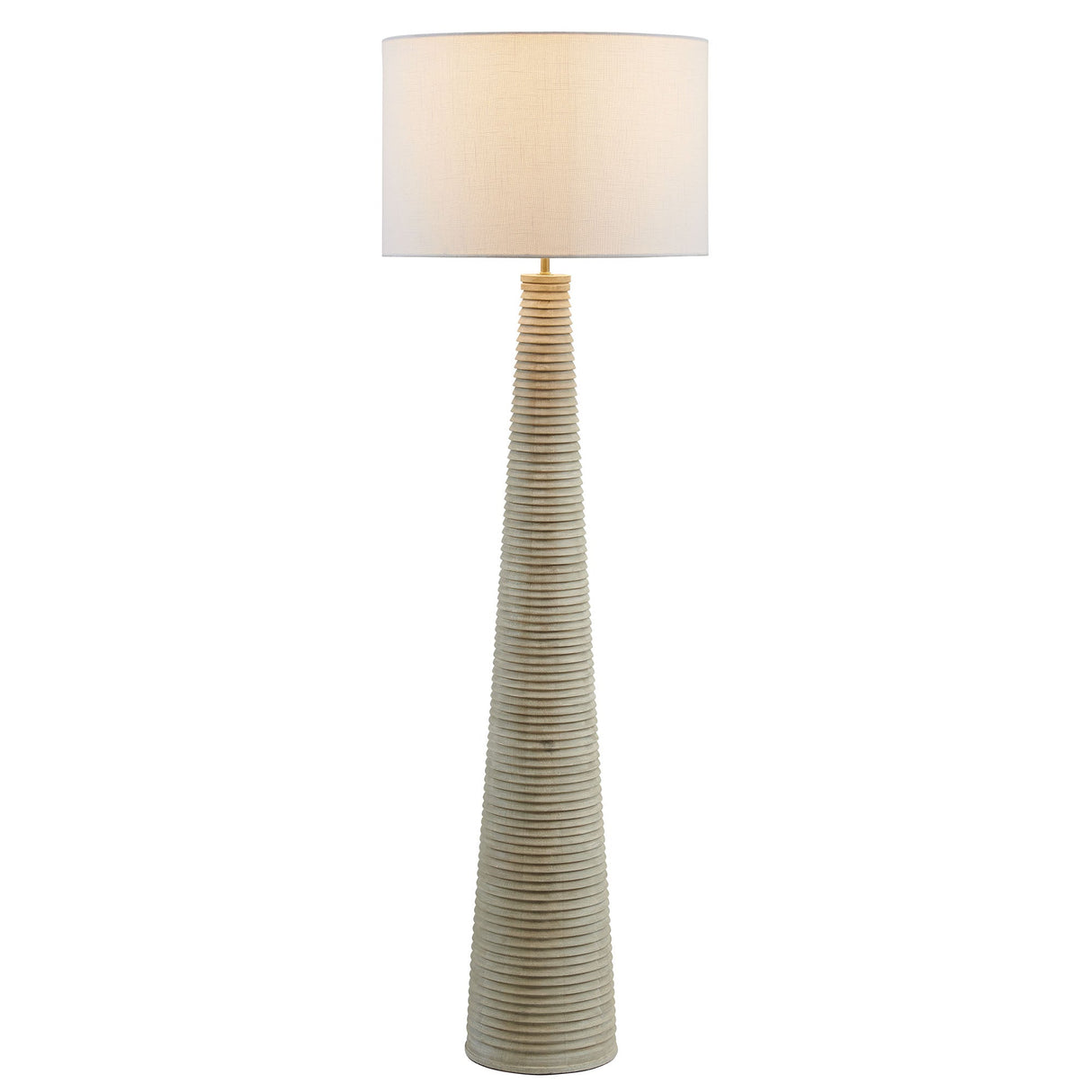 Saylor Carved Ribbed Wood Floor Lamp with Drum Shade by Modway