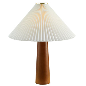 Jessica Wooden Base Table Lamp With Pleated Fabric Shade by Modway