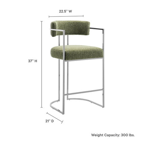 Huron Curved Back Fabric and Metal Counter Stool by Modway