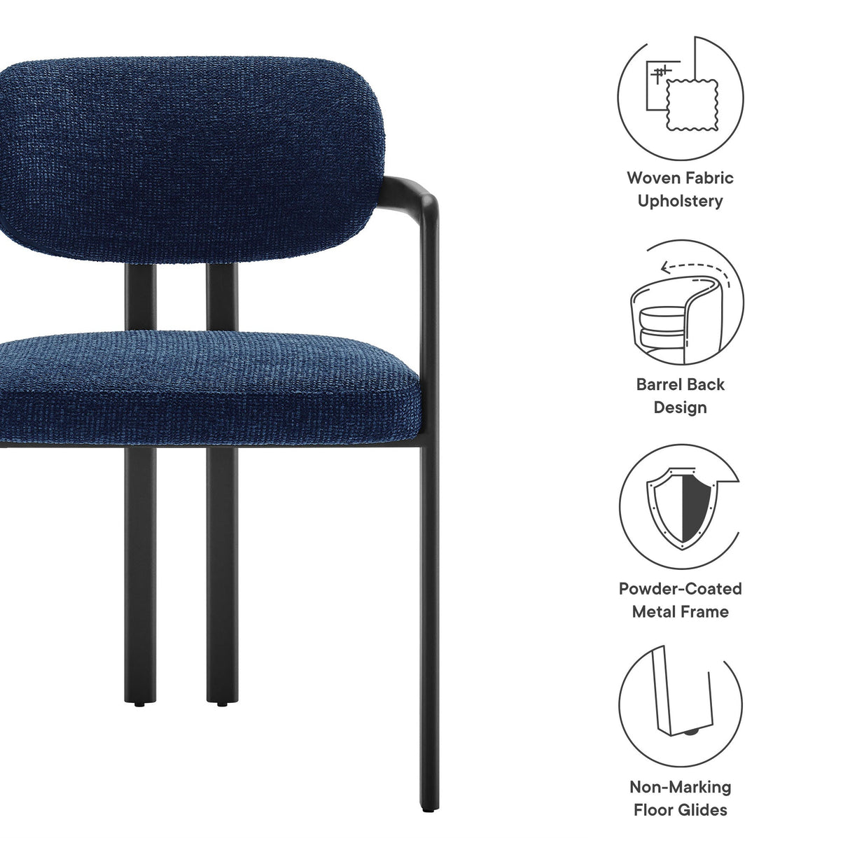 Elio Barrel Fabric and Metal Dining Chair by Modway