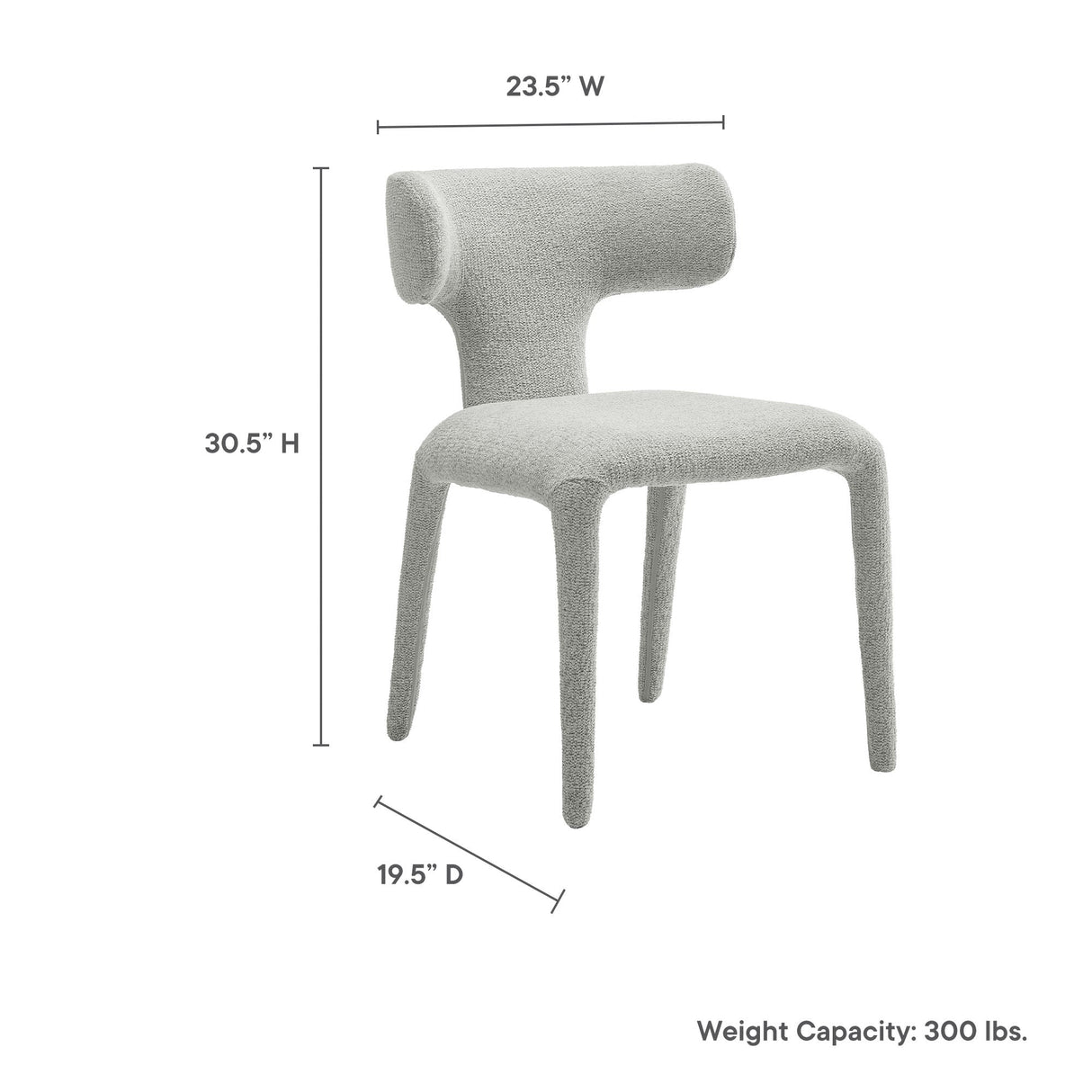 Stellan Curved Back Boucle Upholstered Dining Chair Set of 2