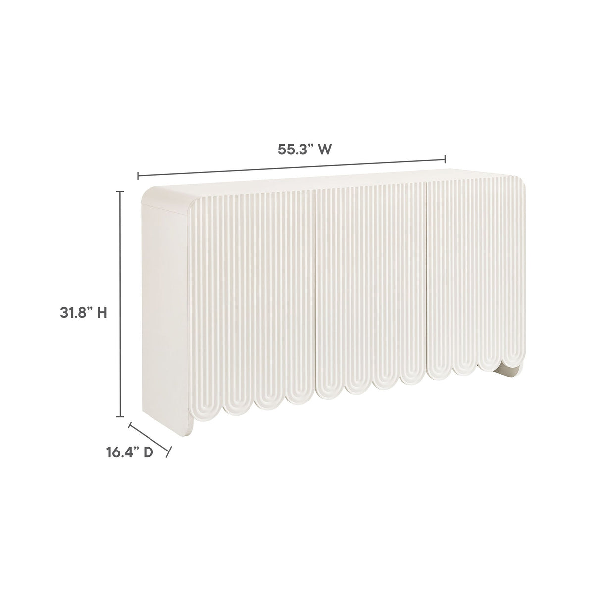 Dahlia Fluted and Scalloped Sideboard Storage Cabinet