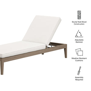 Northlake Outdoor Patio Teak Chaise Lounge by Modway