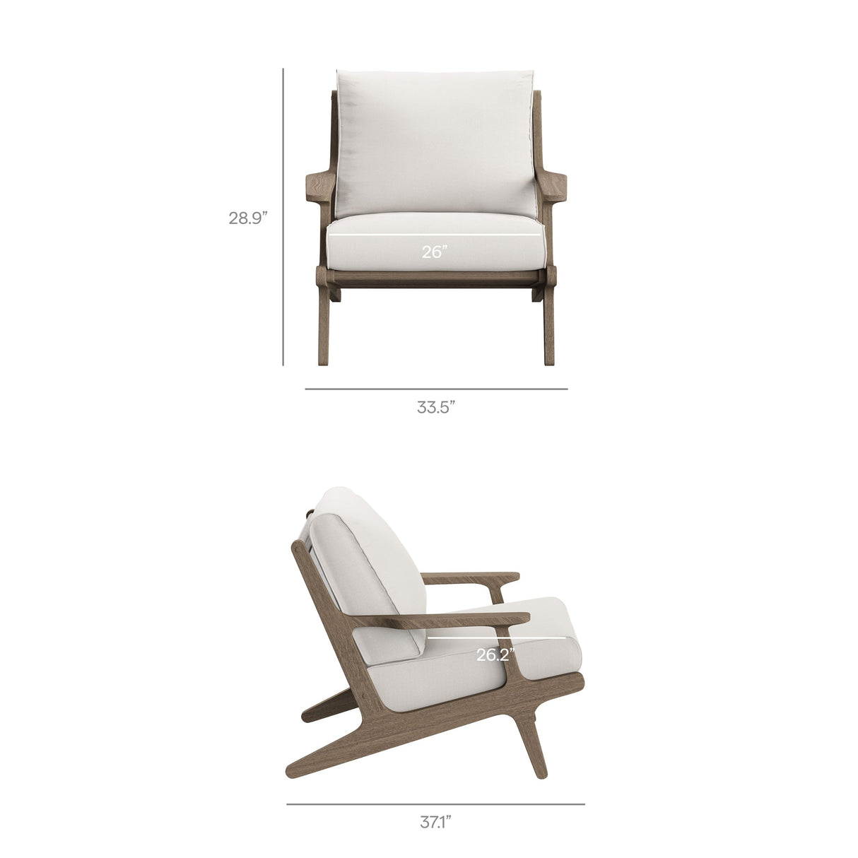 Saratoga Outdoor Patio Teak Wood Chair and Ottoman Set by Modway