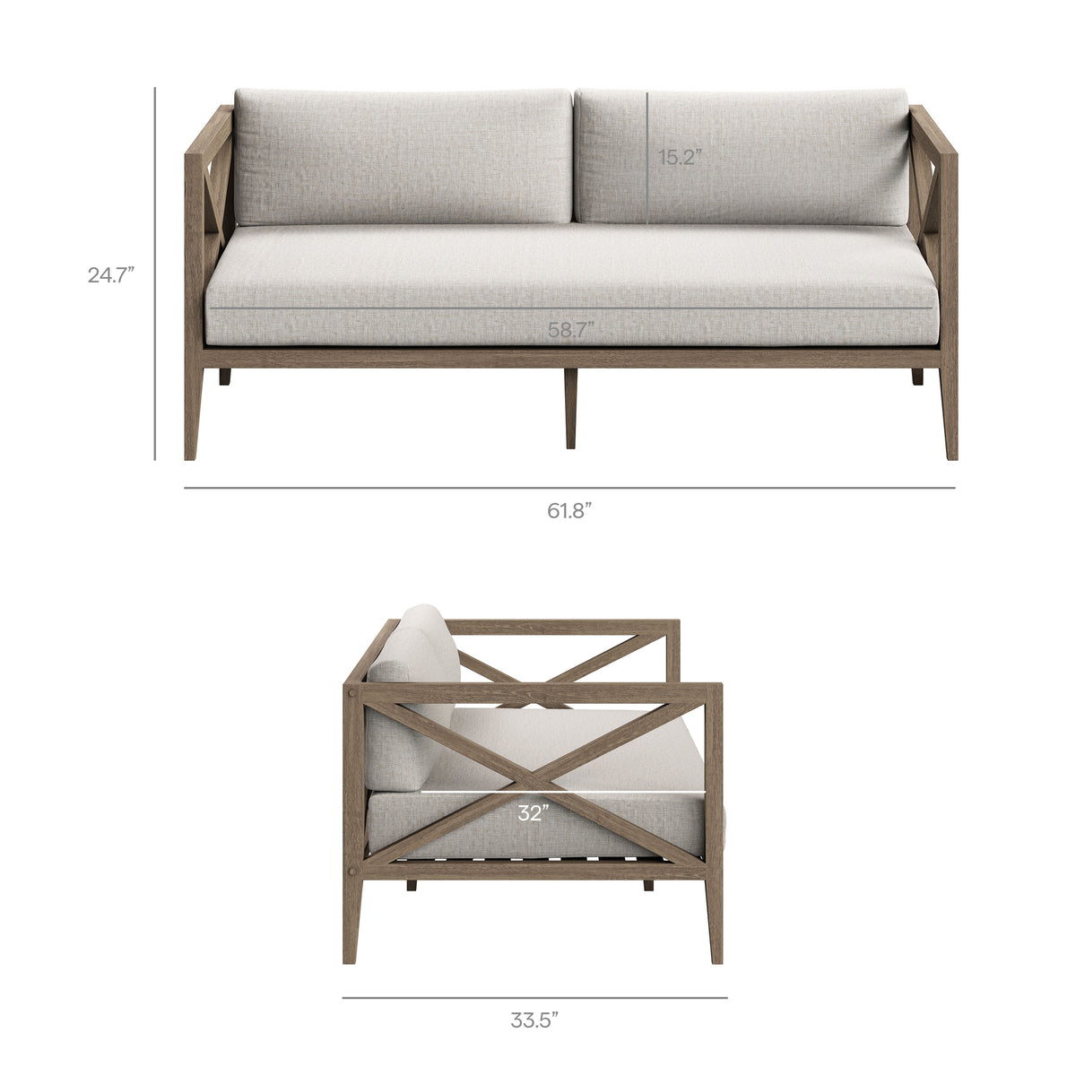 Northlake Outdoor Patio Teak Wood Loveseat and Ottoman Set by Modway