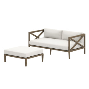 Northlake Outdoor Patio Teak Wood Loveseat and Ottoman Set by Modway