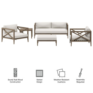 Northlake 5-Piece Outdoor Patio Teak Wood Furniture Set by Modway