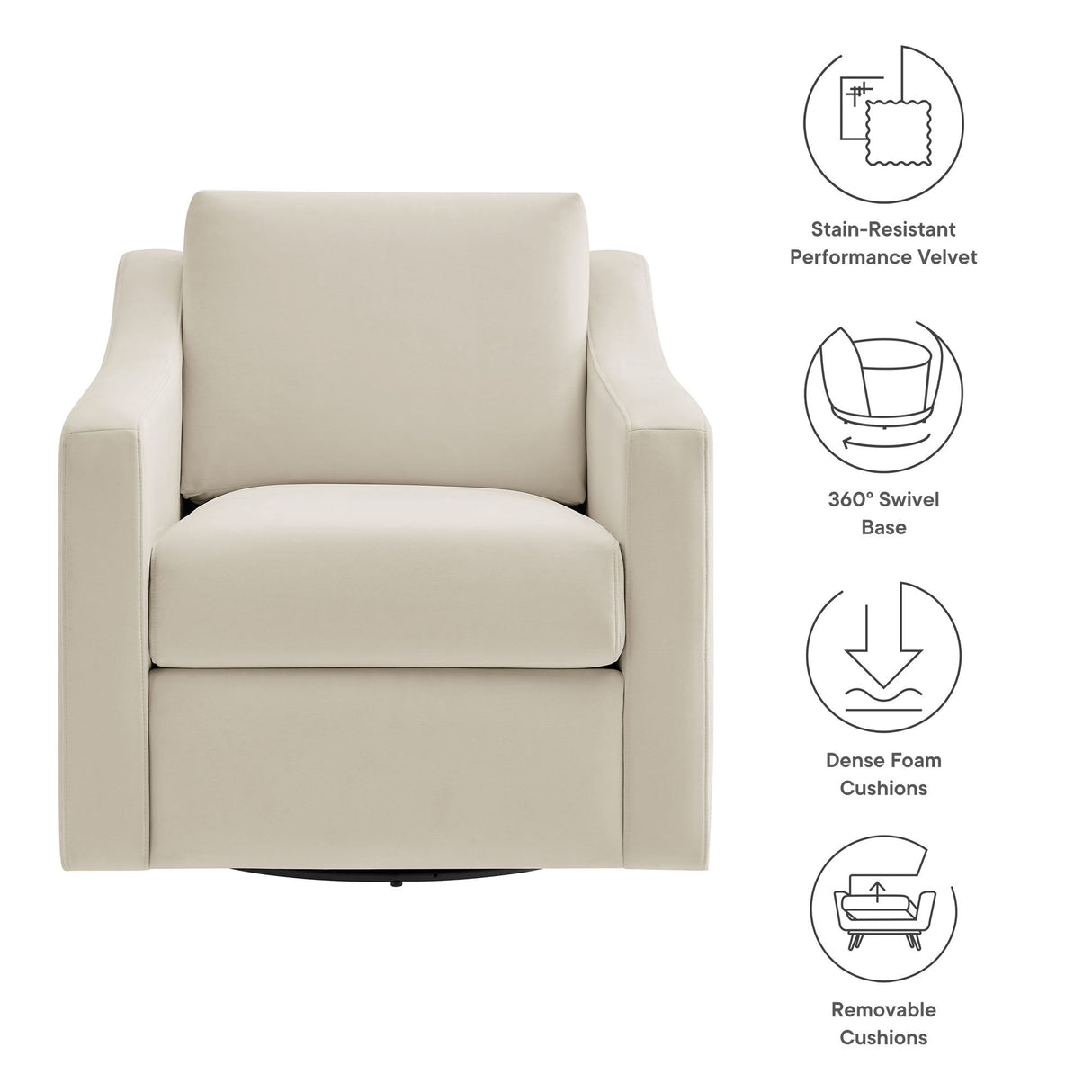 Liora Performance Velvet Swivel Armchair by Modway