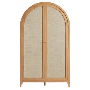 Calista 79" Tall Wide Rattan Arched Storage Cabinet by Modway