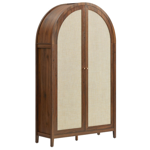 Calista 79" Tall Wide Rattan Arched Storage Cabinet by Modway