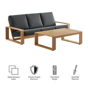 Lirienne 2-Piece Outdoor Patio Aluminum Faux Wood Furniture Set