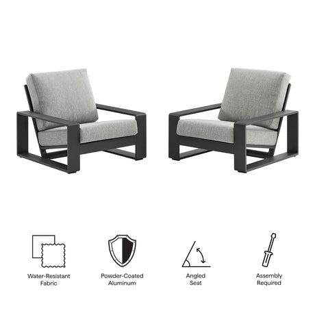 Lirienne Outdoor Patio Aluminum Faux Wood Armchairs Set of 2 by Modway