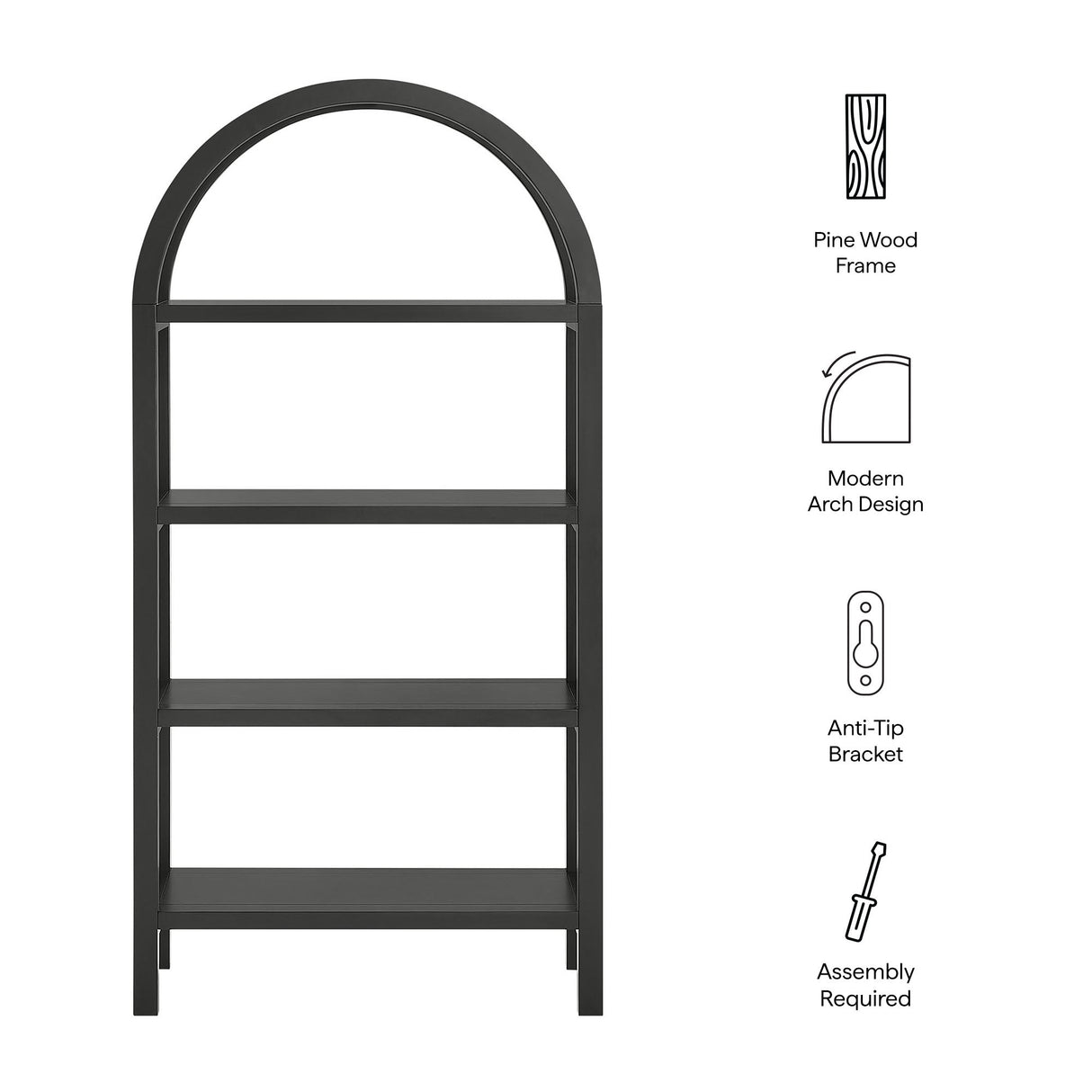 Vexley 60 Inch Arched Bookshelf by Modway