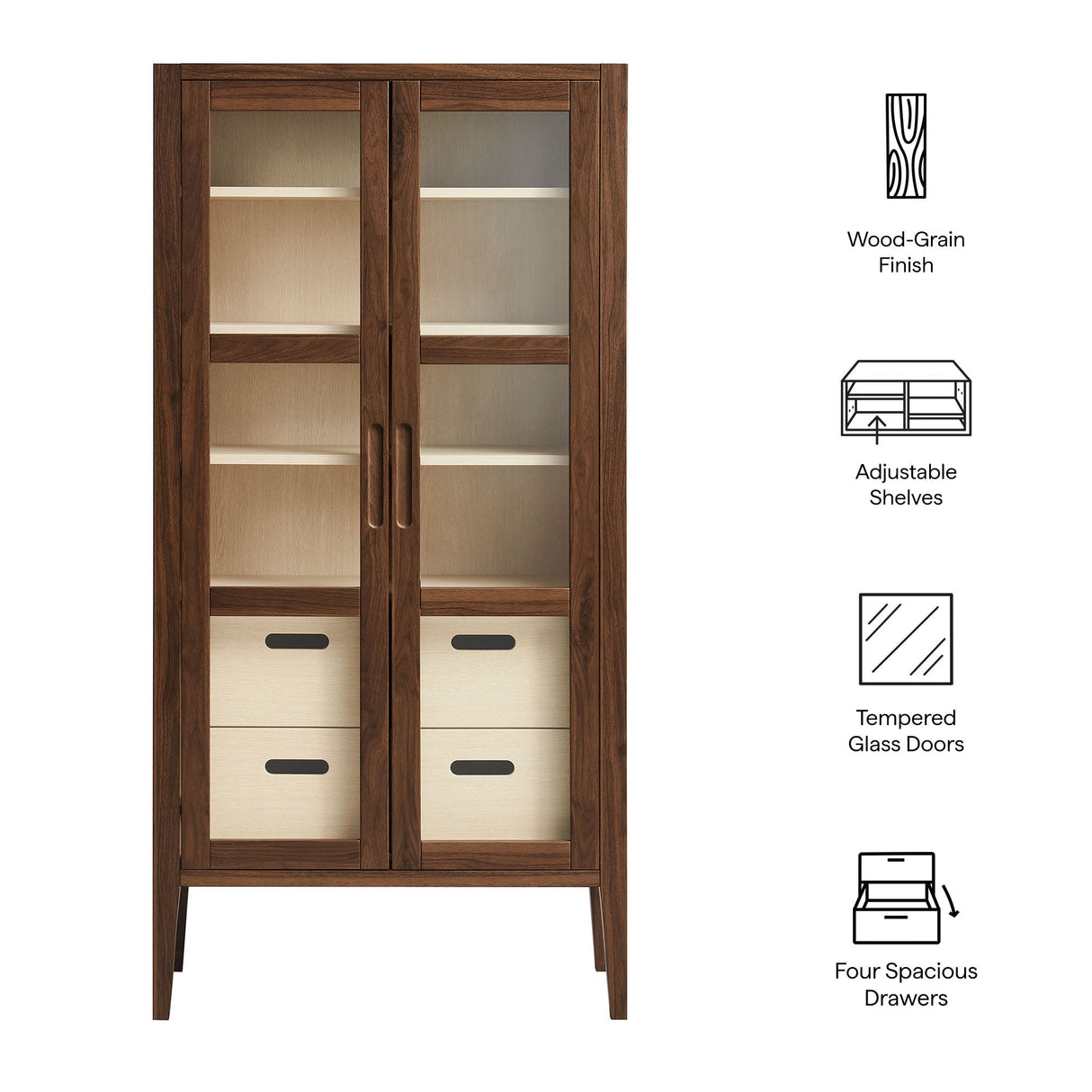 Nell 71" Glass Door Tall Display Storage Cabinet by Modway