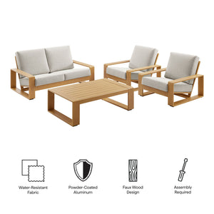 Lirienne 4-Piece Outdoor Patio Aluminum Faux Wood Furniture Set by Modway