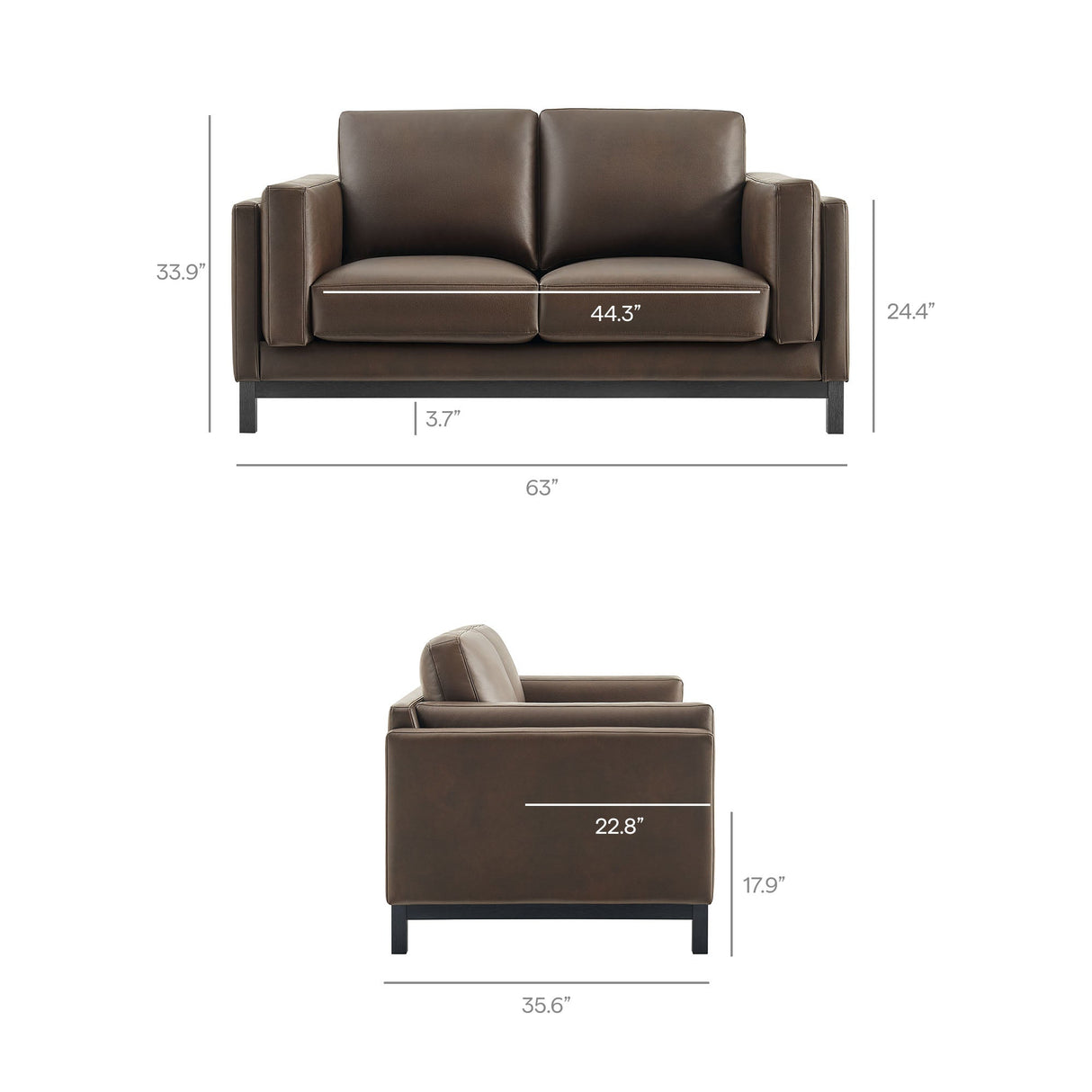 Roscoe 63 Inch Vegan Leather Loveseat by Modway