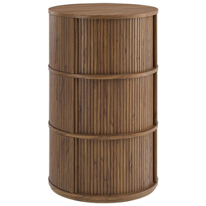 Clement Round Pedestal Stand Storage Table with Sliding Tambour Doors