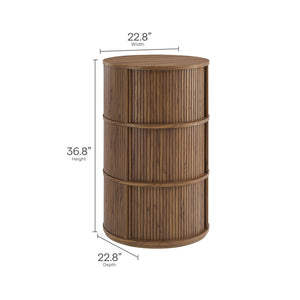 Clement Round Pedestal Stand Storage Table with Sliding Tambour Doors
