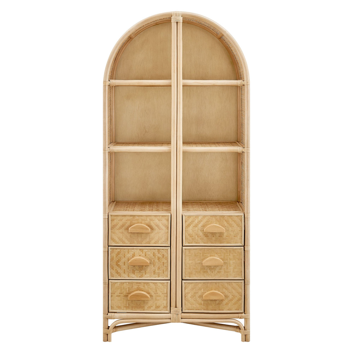 Jane 71 Inch Tall Arched Natural Rattan Bookshelf by Modway
