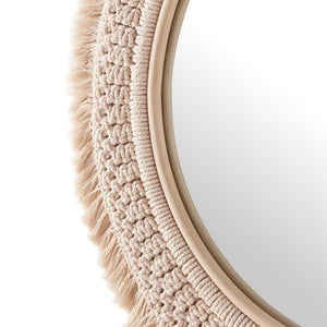 Jade Round Rattan Macrame Wall Mirror by Modway