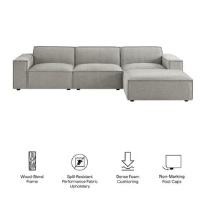 Restore 4-Piece Performance Fabric Upholstered Modular Sofa Set with Ottoman by Modway