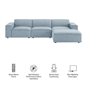 Restore 4-Piece Performance Fabric Upholstered Modular Sofa Set with Ottoman by Modway