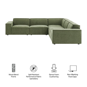 Restore 5-Piece Performance Fabric Upholstered Modular L-Shaped Sofa by Modway