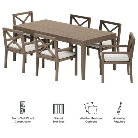 Northlake 7-Piece Outdoor Patio Teak Wood Dining Set by Modway