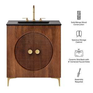 Vernon 30" Fluted Wood Bathroom Vanity Cabinet with Sink