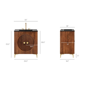 Vernon 30" Fluted Wood Bathroom Vanity Cabinet with Sink