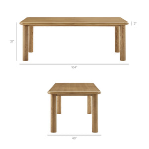 Alvia 9-Piece Oak Wood Extendable Dining Table and Chairs Set by Modway