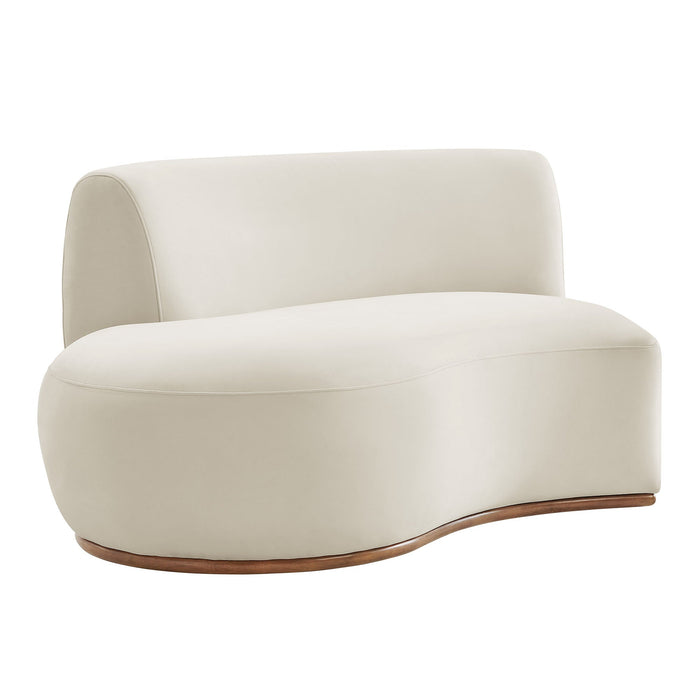 Rialta Curved Left-Arm Performance Velvet Sectional Loveseat