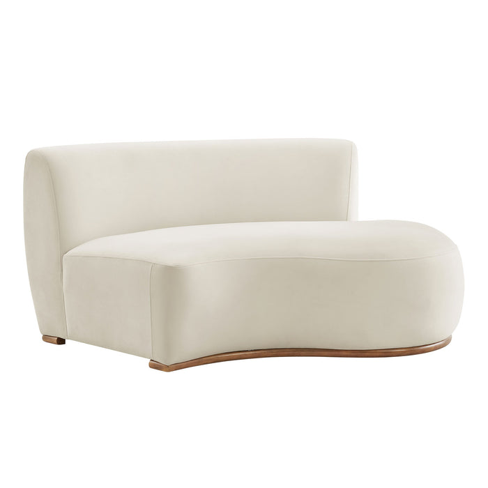 Rialta Curved Right-Arm Performance Velvet Sectional Loveseat