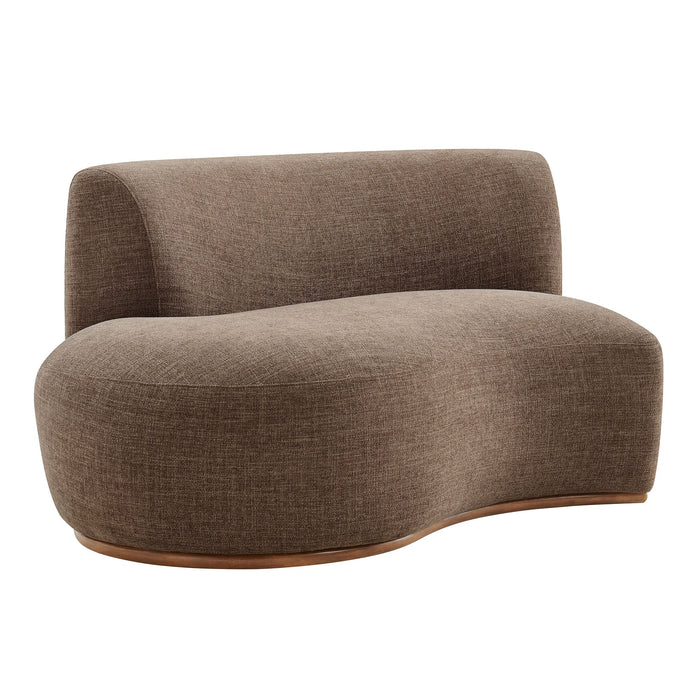 Rialta Curved Left-Arm Slub Weave Fabric Sectional Loveseat