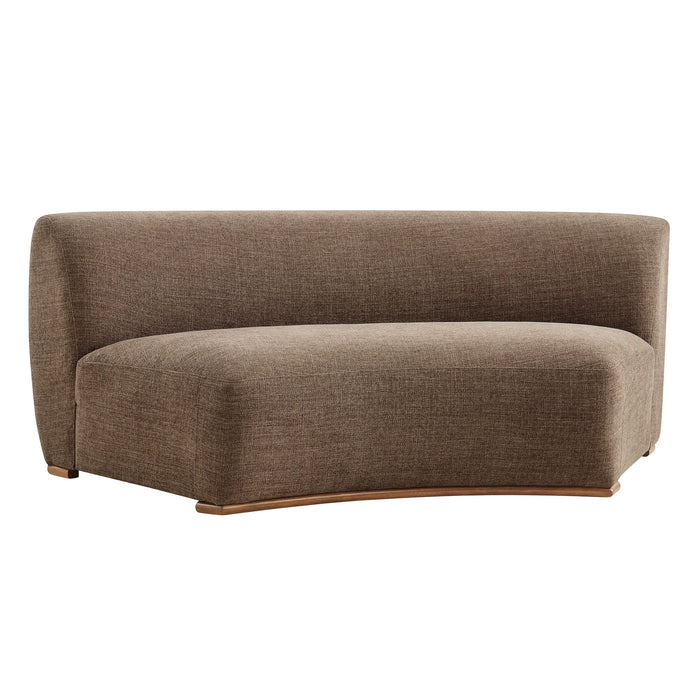 Rialta Curved Armless Slub Weave Fabric Sectional Loveseat