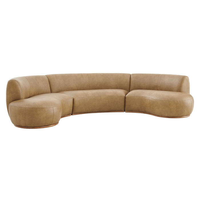 Rialta 3 Piece Curved Vegan Leather Sectional Sofa