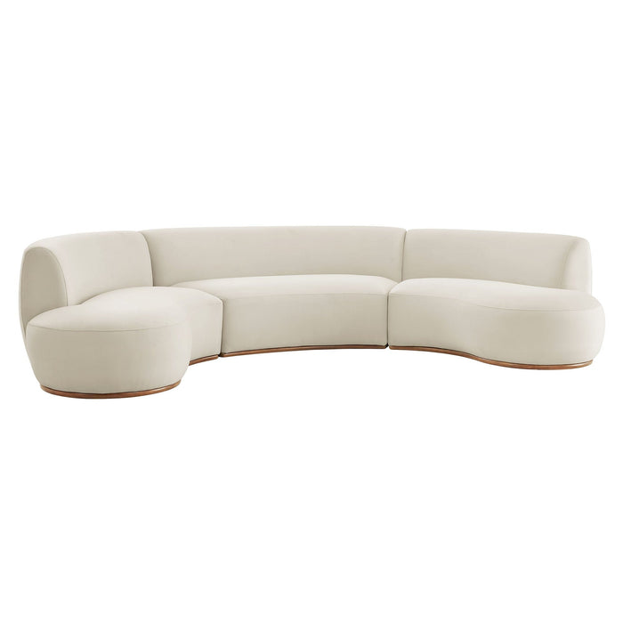 Rialta 3 Piece Curved Performance Velvet Sectional Sofa