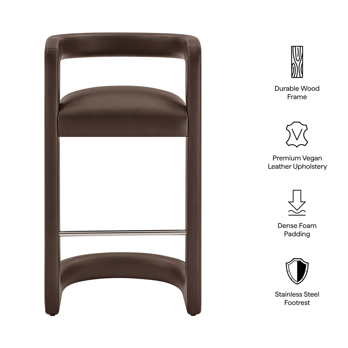 Winslow Premium Vegan Leather Bar Stool Set of 2 by Modway