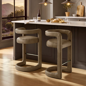 Winslow Premium Vegan Leather Bar Stool Set of 2 by Modway