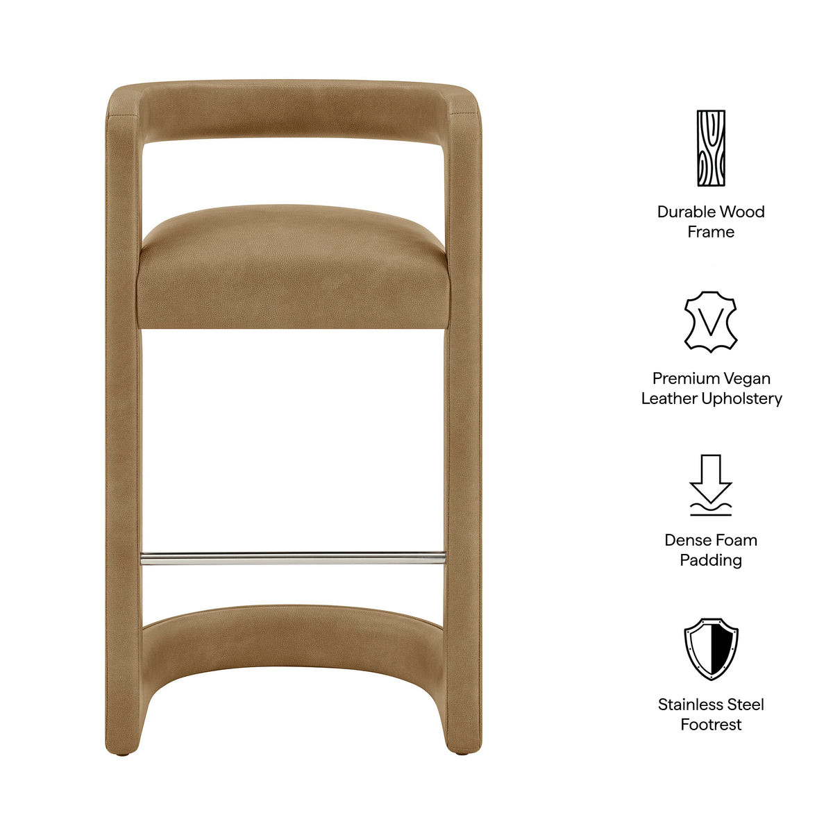 Winslow Premium Vegan Leather Bar Stool Set of 2 by Modway