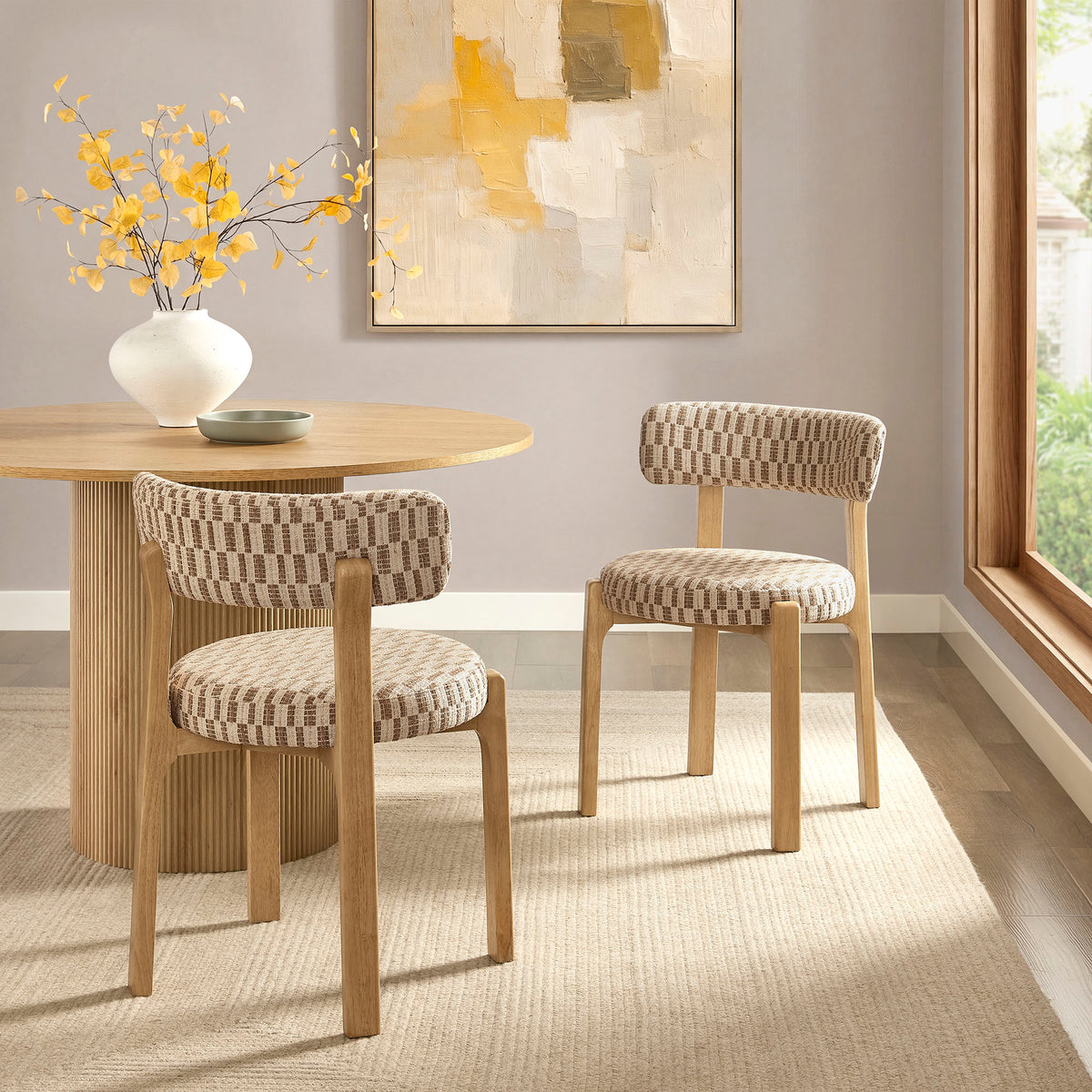 Marsha Retro Upholstered Fabric Dining Chairs Set of 2 by Modway