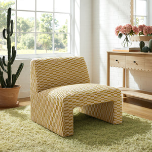 Amita Checked Woven Fabric Armless Accent Chair by Modway