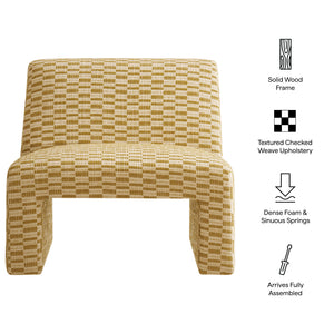 Amita Checked Woven Fabric Armless Accent Chair by Modway